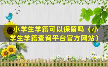 小学生学籍可以保留吗（小学生学籍查询平台官方网站）