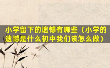 小学留下的遗憾有哪些（小学的遗憾是什么初中我们该怎么做）