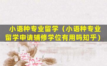 小语种专业留学（小语种专业留学申请辅修学位有用吗知乎）