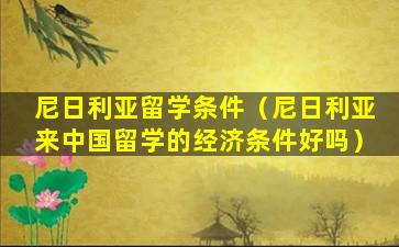 尼日利亚留学条件（尼日利亚来中国留学的经济条件好吗）