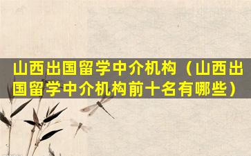 山西出国留学中介机构（山西出国留学中介机构前十名有哪些）