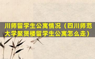 川师留学生公寓情况（四川师范大学聚贤楼留学生公寓怎么走）