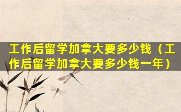 工作后留学加拿大要多少钱（工作后留学加拿大要多少钱一年）