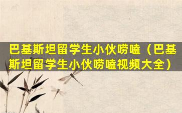 巴基斯坦留学生小伙唠嗑（巴基斯坦留学生小伙唠嗑视频大全）