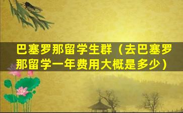 巴塞罗那留学生群（去巴塞罗那留学一年费用大概是多少）