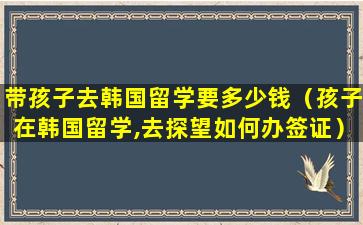 带孩子去韩国留学要多少钱（孩子在韩国留学,去探望如何办签证）