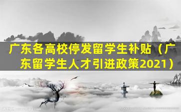 广东各高校停发留学生补贴（广东留学生人才引进政策2021）