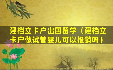建档立卡户出国留学（建档立卡户做试管婴儿可以报销吗）