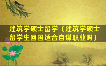 建筑学硕士留学（建筑学硕士留学生回国适合自谋职业吗）