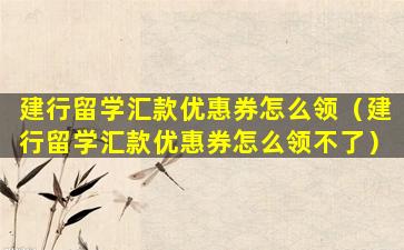 建行留学汇款优惠券怎么领（建行留学汇款优惠券怎么领不了）