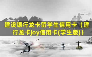 建设银行龙卡留学生信用卡（建行龙卡joy信用卡(学生版)）