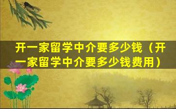 开一家留学中介要多少钱（开一家留学中介要多少钱费用）