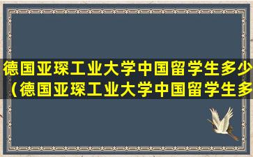 德国亚琛工业大学中国留学生多少（德国亚琛工业大学中国留学生多少人）