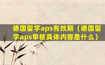 德国留学aps有效期（德国留学aps审核具体内容是什么）