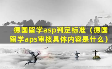 德国留学asp判定标准（德国留学aps审核具体内容是什么）