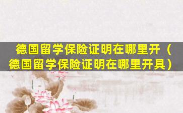 德国留学保险证明在哪里开（德国留学保险证明在哪里开具）