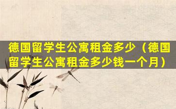 德国留学生公寓租金多少（德国留学生公寓租金多少钱一个月）