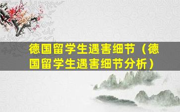德国留学生遇害细节（德国留学生遇害细节分析）