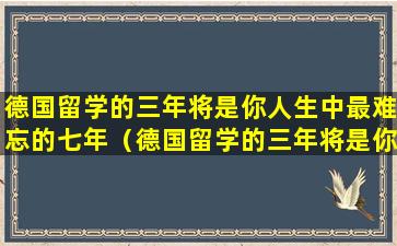 德国留学的三年将是你人生中最难忘的七年（德国留学的三年将是你人生中最难忘的七年什么意思）