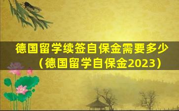 德国留学续签自保金需要多少（德国留学自保金2023）