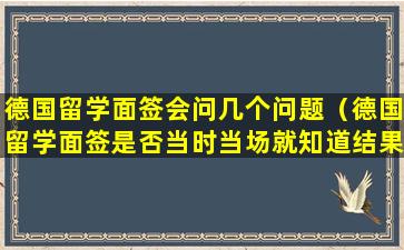 德国留学面签会问几个问题（德国留学面签是否当时当场就知道结果）