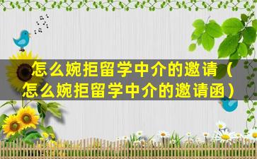 怎么婉拒留学中介的邀请（怎么婉拒留学中介的邀请函）
