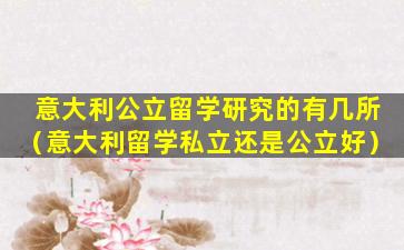 意大利公立留学研究的有几所（意大利留学私立还是公立好）