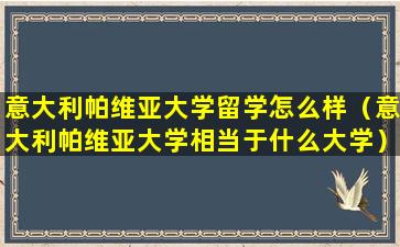 意大利帕维亚大学留学怎么样（意大利帕维亚大学相当于什么大学）