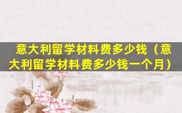 意大利留学材料费多少钱（意大利留学材料费多少钱一个月）