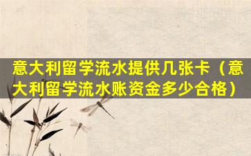 意大利留学流水提供几张卡（意大利留学流水账资金多少合格）