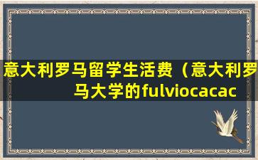 意大利罗马留学生活费（意大利罗马大学的fulviocacace）