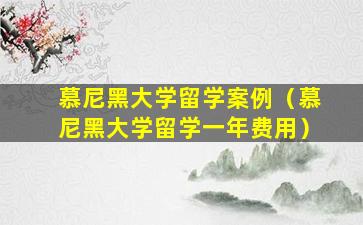 慕尼黑大学留学案例（慕尼黑大学留学一年费用）