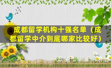 成都留学机构十强名单（成都留学中介到底哪家比较好）
