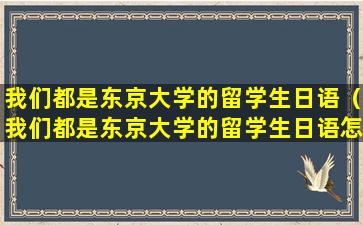 我们都是东京大学的留学生日语（我们都是东京大学的留学生日语怎么说）