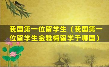 我国第一位留学生（我国第一位留学生金雅梅留学于哪国）