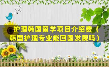 护理韩国留学项目介绍费（韩国护理专业能回国发展吗）