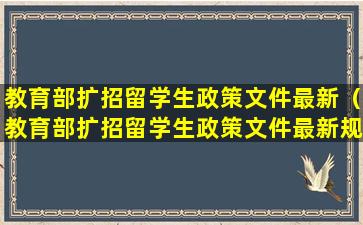 教育部扩招留学生政策文件最新（教育部扩招留学生政策文件最新规定）