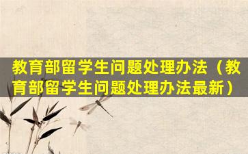 教育部留学生问题处理办法（教育部留学生问题处理办法最新）