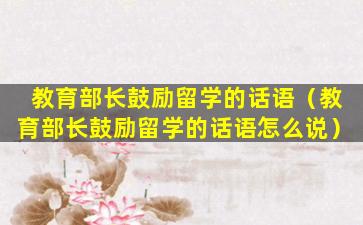教育部长鼓励留学的话语（教育部长鼓励留学的话语怎么说）