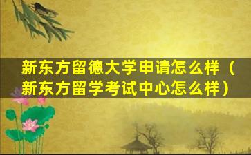 新东方留德大学申请怎么样（新东方留学考试中心怎么样）