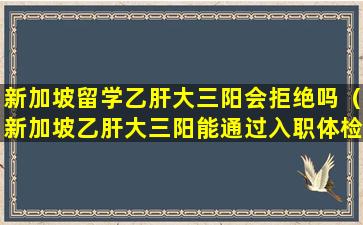 新加坡留学乙肝大三阳会拒绝吗（新加坡乙肝大三阳能通过入职体检吗）