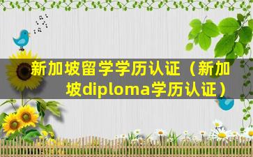 新加坡留学学历认证（新加坡diploma学历认证）