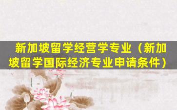 新加坡留学经营学专业（新加坡留学国际经济专业申请条件）