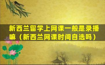 新西兰留学上网课一般是录播嘛（新西兰网课时间自选吗）