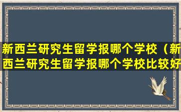 新西兰研究生留学报哪个学校（新西兰研究生留学报哪个学校比较好）