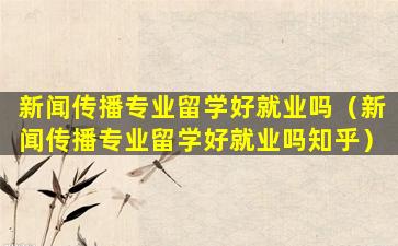 新闻传播专业留学好就业吗（新闻传播专业留学好就业吗知乎）