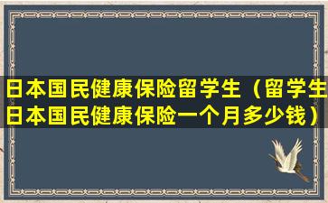 日本国民健康保险留学生（留学生日本国民健康保险一个月多少钱）