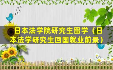 日本法学院研究生留学（日本法学研究生回国就业前景）