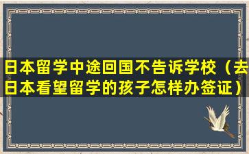 日本留学中途回国不告诉学校（去日本看望留学的孩子怎样办签证）