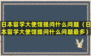 日本留学大使馆提问什么问题（日本留学大使馆提问什么问题最多）